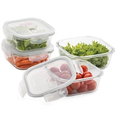 4x glass food containers