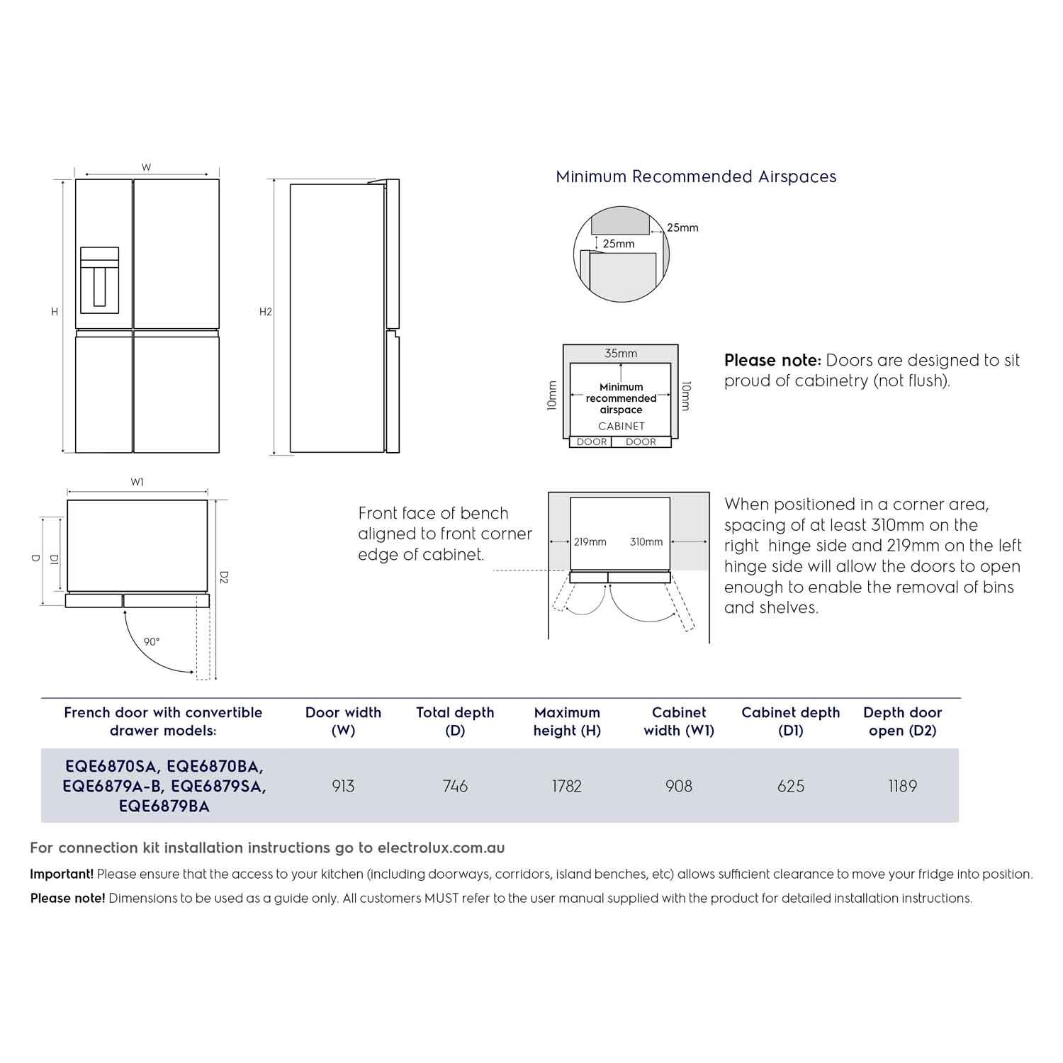 609L French Door Refrigerator - EQE6879A-B | Electrolux Malaysia